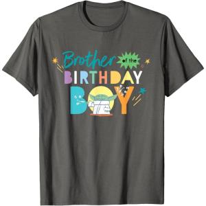 imageStar Wars Grogu Mandalorian Toon Brother of the Birthday Boy TShirtAsphalt Grey