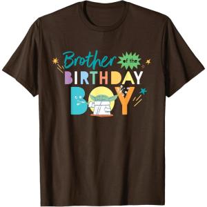 imageStar Wars Grogu Mandalorian Toon Brother of the Birthday Boy TShirtBrown