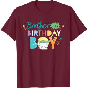 imageStar Wars Grogu Mandalorian Toon Brother of the Birthday Boy TShirtBurgundy