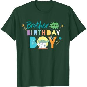 imageStar Wars Grogu Mandalorian Toon Brother of the Birthday Boy TShirtDark Green