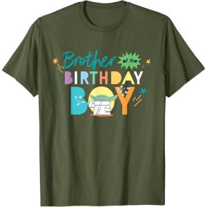 imageStar Wars Grogu Mandalorian Toon Brother of the Birthday Boy TShirtOlive Green