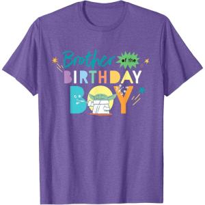 imageStar Wars Grogu Mandalorian Toon Brother of the Birthday Boy TShirtPurple Heather