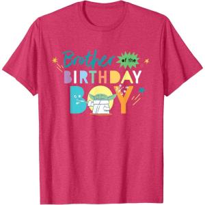 imageStar Wars Grogu Mandalorian Toon Brother of the Birthday Boy TShirtRed Heather