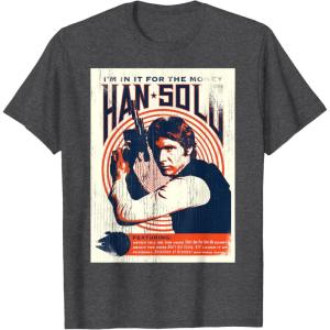 imageStar Wars Han Solo Im In It For The Money Vintage TShirtDark Heather Grey