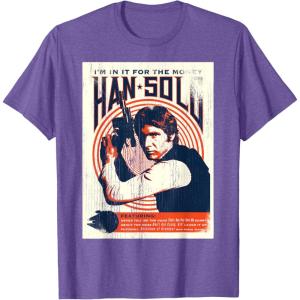 imageStar Wars Han Solo Im In It For The Money Vintage TShirtPurple Heather