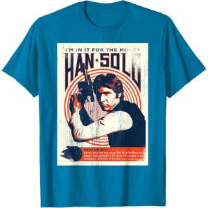 imageStar Wars Han Solo Im In It For The Money Vintage TShirtSapphire Blue