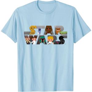 imageStar Wars Logo Kawaii MultiCharacter TShirtBaby Blue