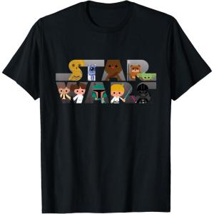 imageStar Wars Logo Kawaii MultiCharacter TShirtBlack