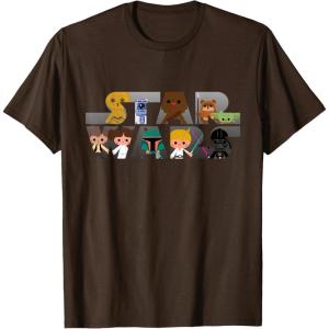 imageStar Wars Logo Kawaii MultiCharacter TShirtBrown