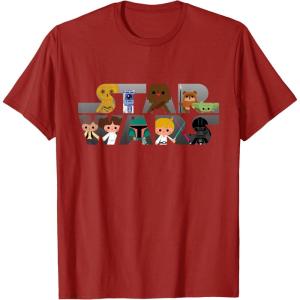 imageStar Wars Logo Kawaii MultiCharacter TShirtCranberry Red