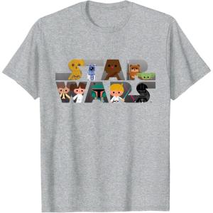 imageStar Wars Logo Kawaii MultiCharacter TShirtHeather Grey