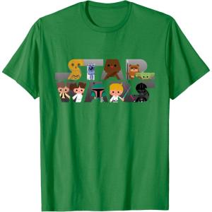 imageStar Wars Logo Kawaii MultiCharacter TShirtKelly Green