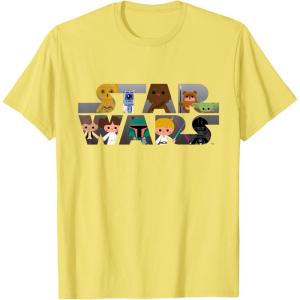 imageStar Wars Logo Kawaii MultiCharacter TShirtLemon Yellow