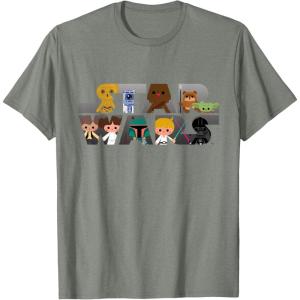 imageStar Wars Logo Kawaii MultiCharacter TShirtOlive Heather