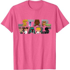 imageStar Wars Logo Kawaii MultiCharacter TShirtPink Heather