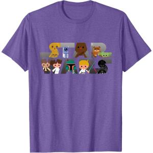 imageStar Wars Logo Kawaii MultiCharacter TShirtPurple Heather