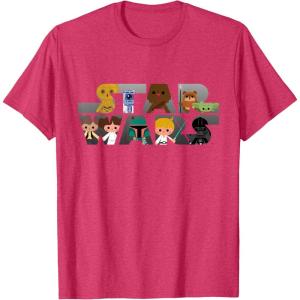imageStar Wars Logo Kawaii MultiCharacter TShirtRed Heather