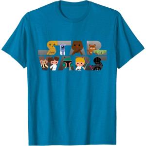 imageStar Wars Logo Kawaii MultiCharacter TShirtSapphire Blue