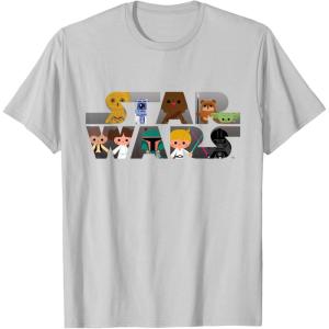 imageStar Wars Logo Kawaii MultiCharacter TShirtSilver Grey