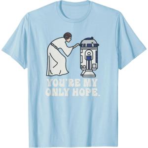 imageStar Wars Princess Leia R2D2 Youre My Only Hope Retro TShirtBaby Blue