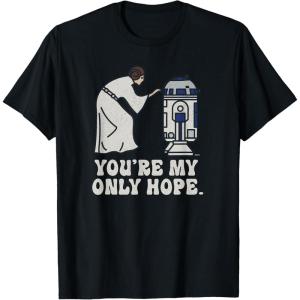 imageStar Wars Princess Leia R2D2 Youre My Only Hope Retro TShirtBlack