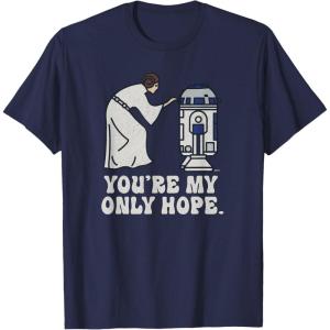 imageStar Wars Princess Leia R2D2 Youre My Only Hope Retro TShirtNavy Blue