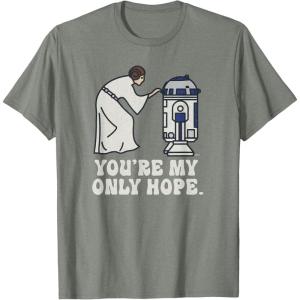 imageStar Wars Princess Leia R2D2 Youre My Only Hope Retro TShirtOlive Heather