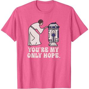 imageStar Wars Princess Leia R2D2 Youre My Only Hope Retro TShirtPink Heather