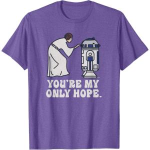 imageStar Wars Princess Leia R2D2 Youre My Only Hope Retro TShirtPurple Heather