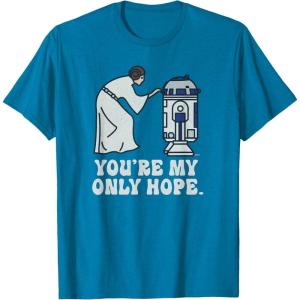 imageStar Wars Princess Leia R2D2 Youre My Only Hope Retro TShirtSapphire Blue