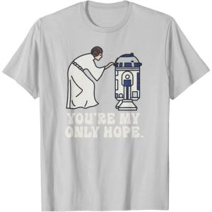 imageStar Wars Princess Leia R2D2 Youre My Only Hope Retro TShirtSilver Grey