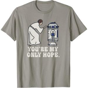 imageStar Wars Princess Leia R2D2 Youre My Only Hope Retro TShirtSlate Grey