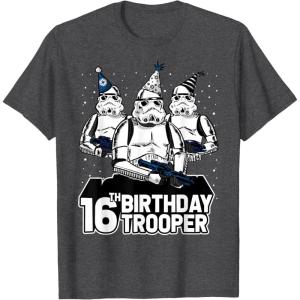 imageStar Wars Stormtrooper Party Hats Trio 16th Birthday Trooper TShirtDark Heather Grey