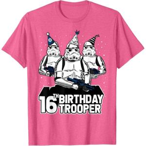 imageStar Wars Stormtrooper Party Hats Trio 16th Birthday Trooper TShirtPink Heather