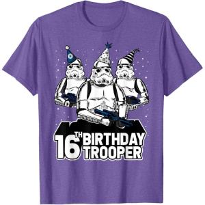 imageStar Wars Stormtrooper Party Hats Trio 16th Birthday Trooper TShirtPurple Heather