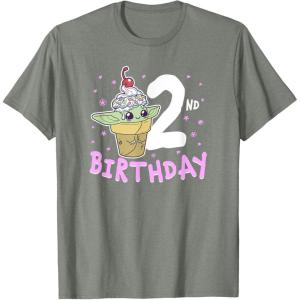 imageStar Wars The Mandalorian Grogu 2nd Birthday Ice Cream Cone TShirtOlive Heather