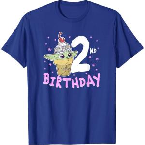 imageStar Wars The Mandalorian Grogu 2nd Birthday Ice Cream Cone TShirtRoyal Blue