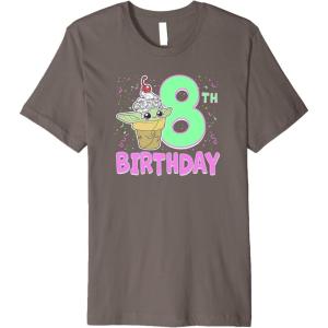 imageStar Wars The Mandalorian Grogu 8th Birthday Ice Cream Cone Premium TShirtAsphalt Grey