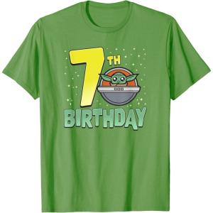 imageStar Wars The Mandalorian Holiday Grogu 7th Birthday TShirtGrass Green