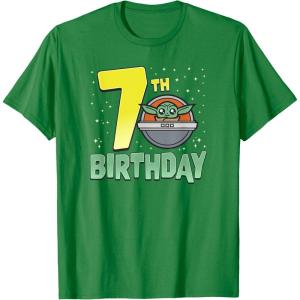 imageStar Wars The Mandalorian Holiday Grogu 7th Birthday TShirtKelly Green