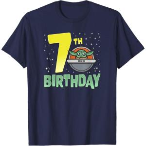 imageStar Wars The Mandalorian Holiday Grogu 7th Birthday TShirtNavy Blue