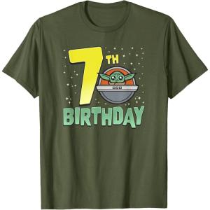 imageStar Wars The Mandalorian Holiday Grogu 7th Birthday TShirtOlive Green