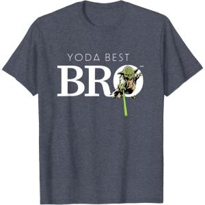 imageStar Wars Yoda Best Bro Lightsaber Gift for Brother TShirtHeather Blue