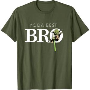 imageStar Wars Yoda Best Bro Lightsaber Gift for Brother TShirtOlive Green