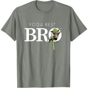 imageStar Wars Yoda Best Bro Lightsaber Gift for Brother TShirtOlive Heather