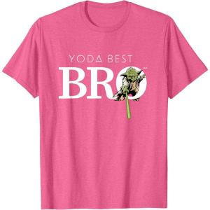 imageStar Wars Yoda Best Bro Lightsaber Gift for Brother TShirtPink Heather