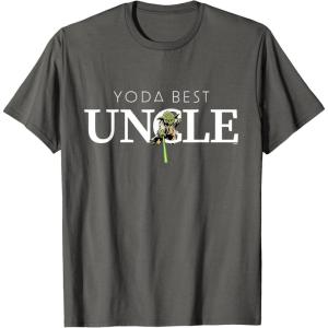 imageStar Wars Yoda Best Uncle Lightsaber Gift for Family TShirtAsphalt Grey