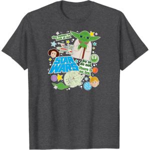 imageStar Wars  Yoda Stickers TShirtDark Heather Grey