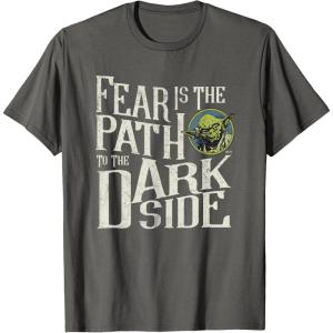 imageStar Wars Yoda Quote Fear is the Path to the Dark Side TShirtAsphalt Grey