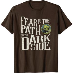 imageStar Wars Yoda Quote Fear is the Path to the Dark Side TShirtBrown
